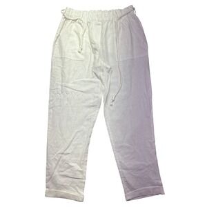 Lark + Grey Linen Blend Pants‎ White Drawstring Waist Casual Comfy PL Fits 28"